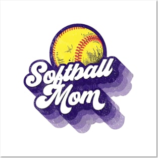 Retro Softball Mom Mother's Day Posters and Art